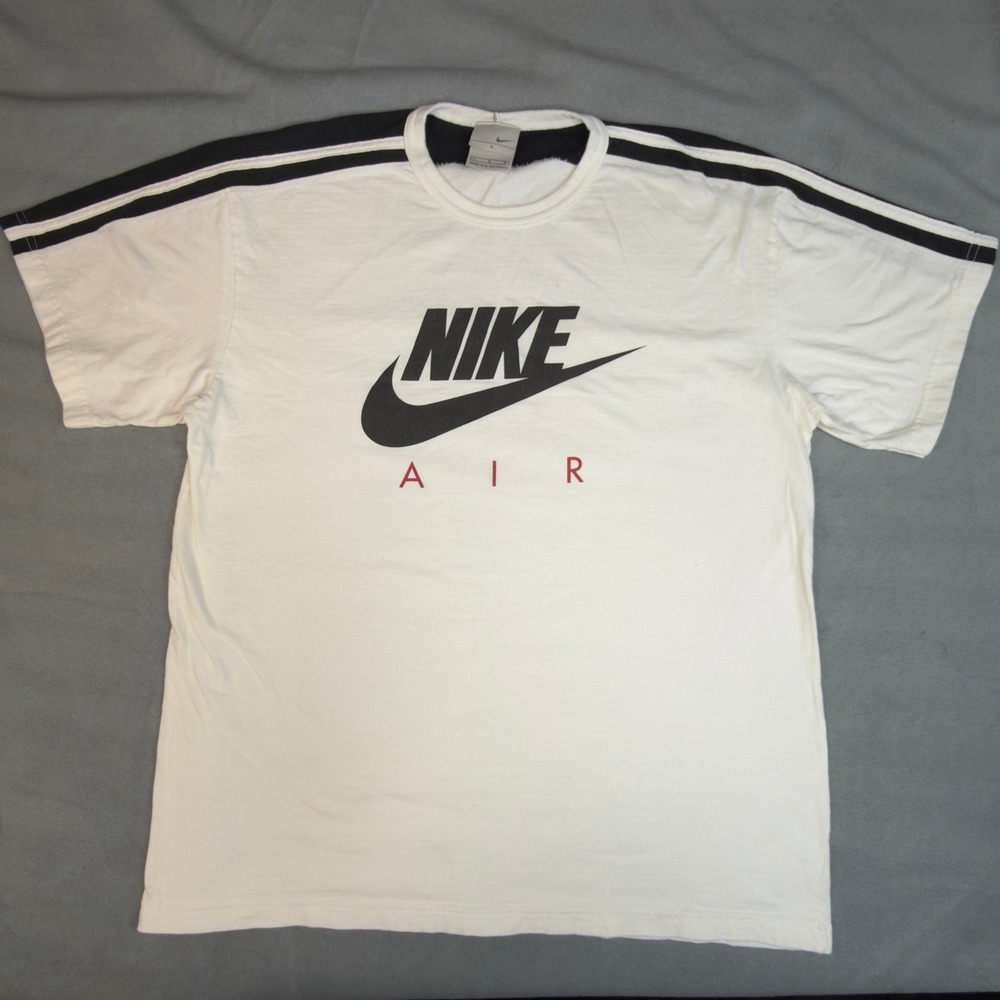 Nike Air Vintage T-Shirt Mens Large White Black Stripe Graphic Tee SP08 208531